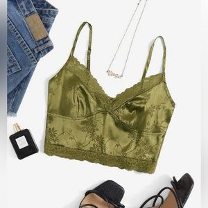 Beautiful green satin crop top